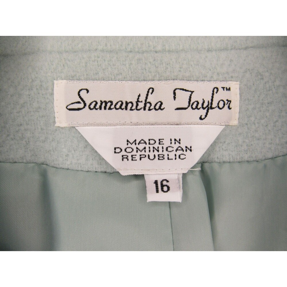 Wool Blend Light Mint Green Pea Coat Womens 16 VTG Samantha Taylor Retro Chic - Picture 7 of 16